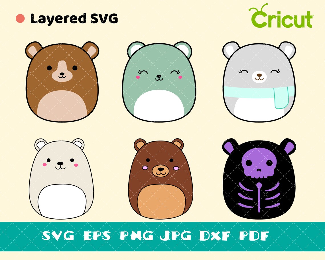 Bear Squishmallows SVG File Baron Bliss Bristle Brook | Etsy