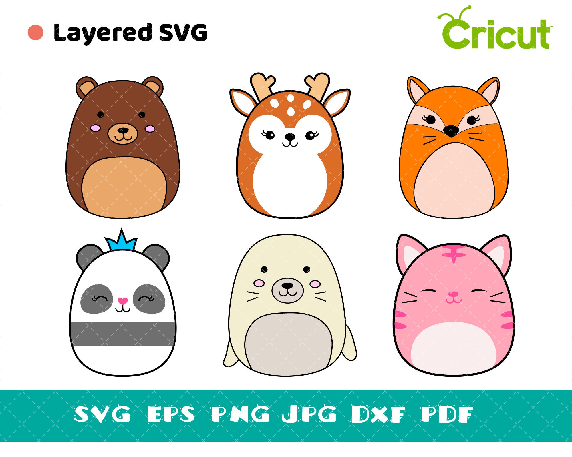 Animal Pack 1 Squishmallow SVG Digital Download File - Etsy