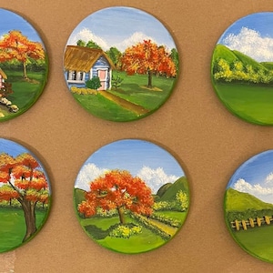 Set of 6 Dominican Hand-painted Flamboyant Coaster Set