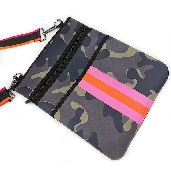 NEOPRENE CAMO CROSSBODY Bag Tote- Lightweight, easy to wear, shoulder purse or crossbody