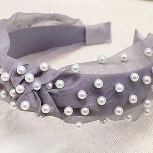 HEADBAND SILK PEARL Fashion Mesh Tulle Knot Headband