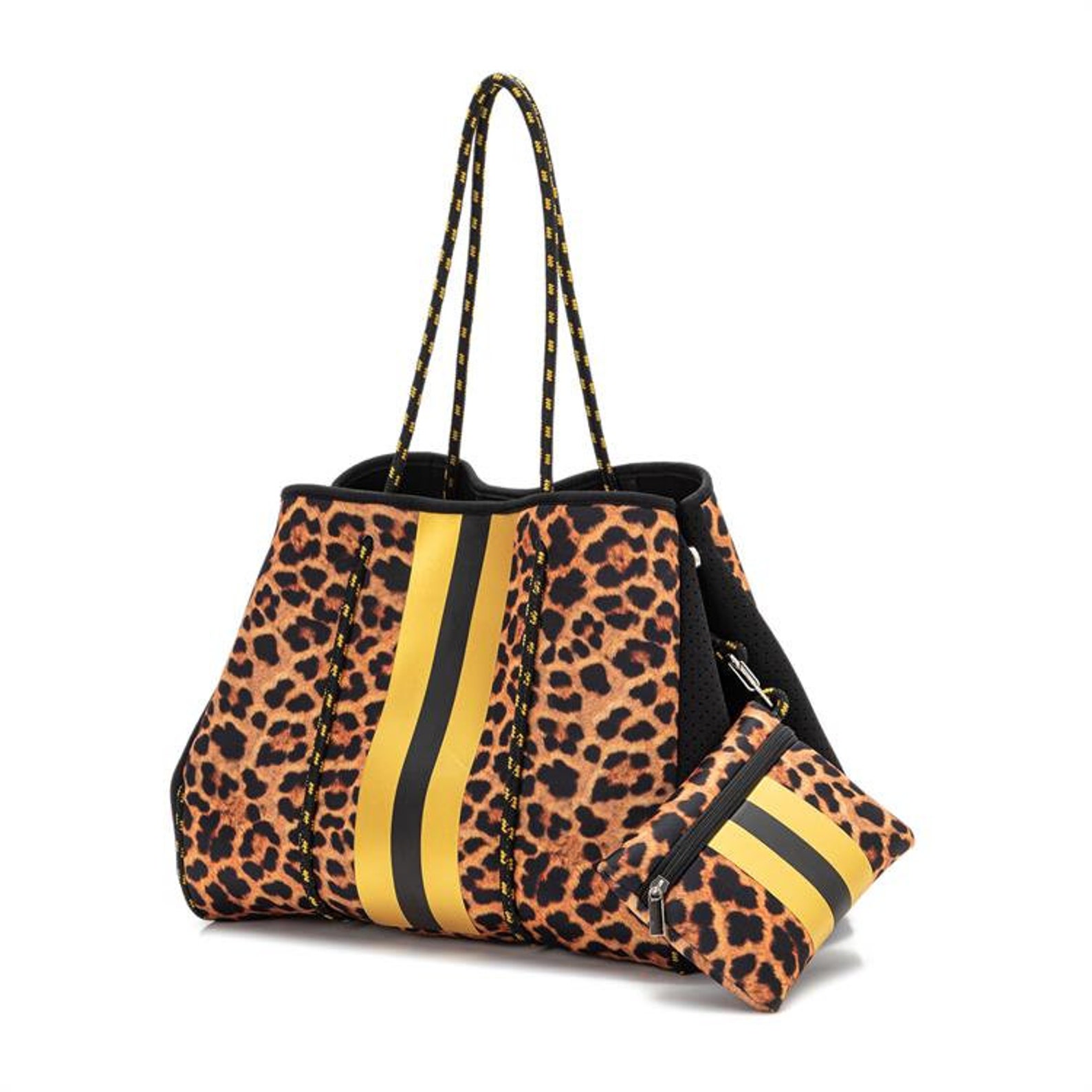 LEOPARD BAG I Neoprene Tote Bag With LEOPARD Design With Gold Etsy
