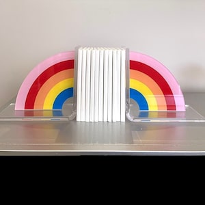 Lucite Acrylic Rainbow Bookends