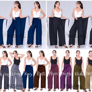 Wide Leg Palazzo Pant- Wrap Tie Art To Wear Casual, Cotton Wrap Pants, Slit Pants, Women Harem, Trousers Festival, Beach, Yoga Meditation