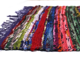 5*7 Feet Purple Rug, Living Room Rug- Bathroom Mat, Recycled, 4X6 Feet Chindi Rug- Colorful Floor Carpet - 3X5'