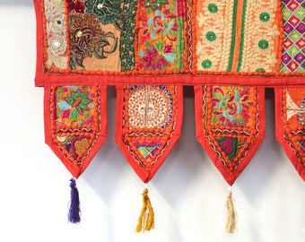 Indyjski gobelin ścienny Toran / Boho Masala, ręcznie robiony, kolorowa dekoracja drzwi i okna > dekoracja ścienna hipisowska / wystrój boho Toran