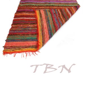 Indian Handmade Chindi Rug Bohemian style Rug Home Decor Rag Rug