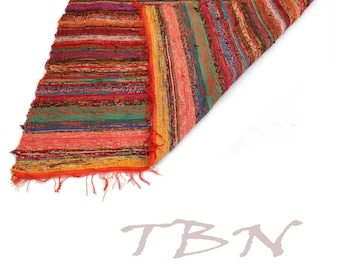 Indian Handmade Chindi Rug Bohemian style Rug Home Decor Rag Rug