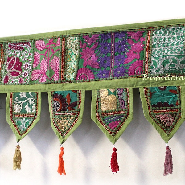 Indian Handmade Patchwork Door Wall Hanging Toran Window Decorative Valances Home Decorative Toran, Door Topper Valances, Patchwork Valance