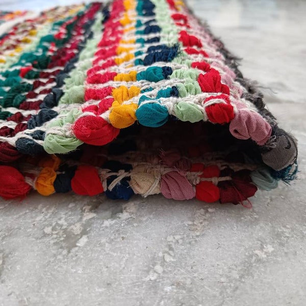 Handmade 2x3 feet chindi rug colourful rag rug carpet door mat -24x36 inch rectangular rug