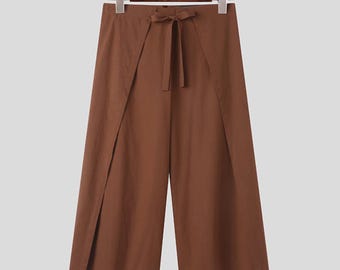 wrap pant, Rayon Wrap Pant, Open Leg Pant, Women’s Wrap Trousers, Split Pants, Boho Wide Leg Palazzo Pant, Solid Pants,Handmade Palazzo Pant