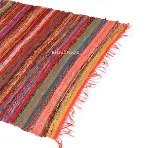 Boho area rug, Chindi Rug, Area Rag Rug, Home Indian Carpet, Floor Decor Rag, Colorful Rug, Living Room Rug, Bathroom Rug, Handloom rug Orange