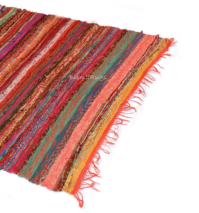 Boho area rug, Chindi Rug, Area Rag Rug, Home Indian Carpet, Floor Decor Rag, Colorful Rug, Living Room Rug, Bathroom Rug, Handloom rug Orange