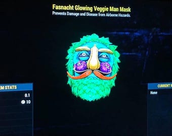 Máscara FASNACHT GLOWING Veggie Man • máscara fasnacht • fallout 76 • xbox • leer descripción
