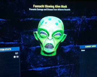 FASNACHT GLOWING Máscara alienígena • máscara fasnacht • fallout 76 • xbox • leer descripción