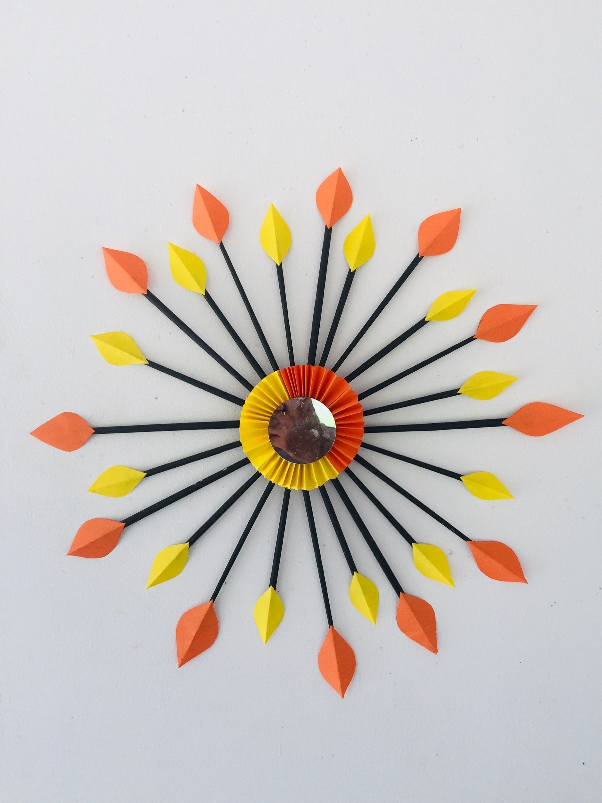 Wall decor Paper art Yellow and orange color wall hanging Etsy
