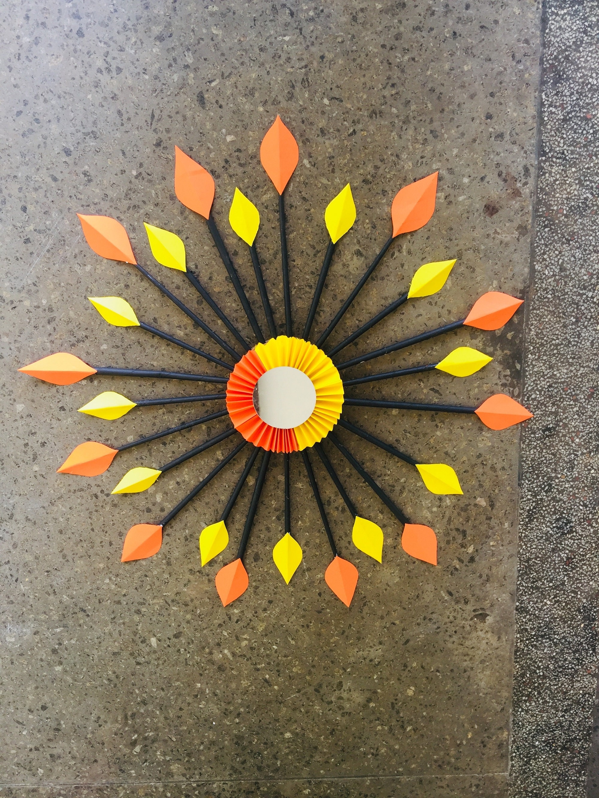 Wall decor Paper art Yellow and orange color wall hanging Etsy