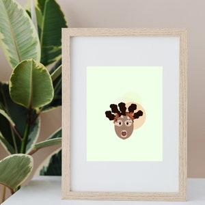 Black woman with vitiligo illustration for people with walls. Whimsical modern woman wall art. Black natural hair wall art for dope queens image 5