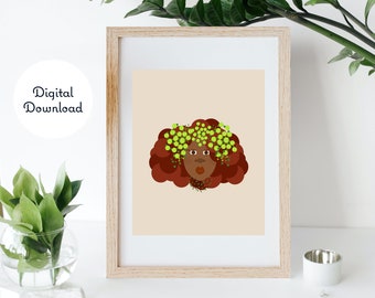 Poison Ivy Melanin Art Print, Superhero Nursery (Digital Download)