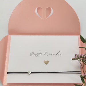 Geschenk beste Freundin Karte & Armband – inkl. Herzumschlag | A6 Karte | Freundschaftsbeweis, verschiedene Varianten