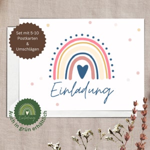 Einladungskarten Kindergeburtstag | Jungen, Mädchen, Unisex | Einladung Geburtstag - Set mit Karten & Umschlägen | Motiv: Regenbogen