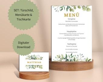 Set: place cards, menu cards & door sign | Baptism, Communion, Confirmation, Wedding | 10 files as a digital download | Customizable online