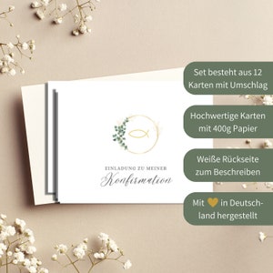 12 Einladungskarten Konfirmation mit Umschlägen Einladung-Set Konfirmation Mädchen Jungen Schlichte Einladungskarten mit Einschreibhilfe Bild 3