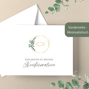 12 Einladungskarten Konfirmation mit Umschlägen Einladung-Set Konfirmation Mädchen Jungen Schlichte Einladungskarten mit Einschreibhilfe Minimal (12 Karten)