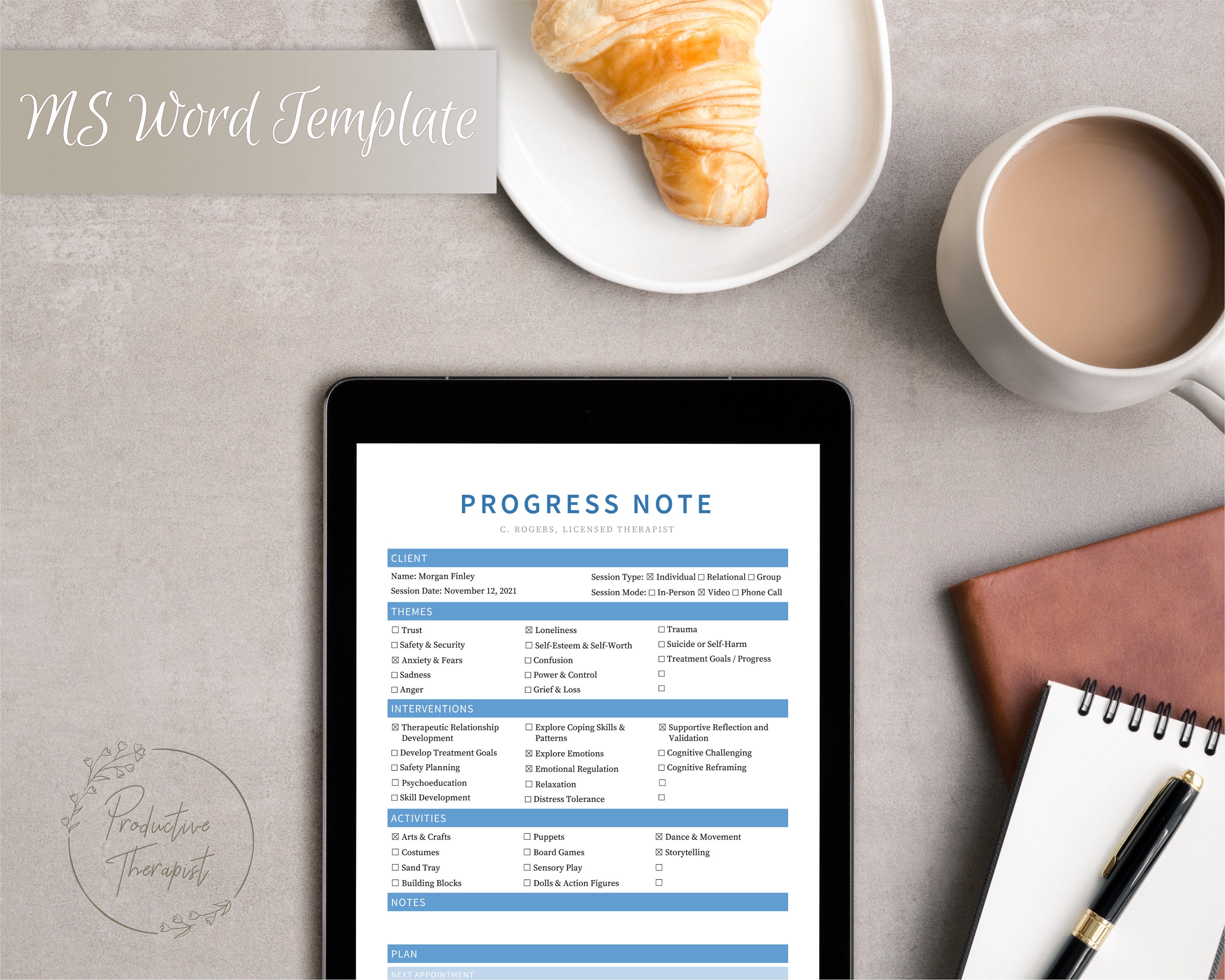 Play Therapy Progress Note Template for Therapists - Etsy