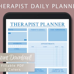 Therapist Daily Planner Template Bundle for Counselors, Psychologists, Social Workers, Mental Health | Fillable PDF | Printable