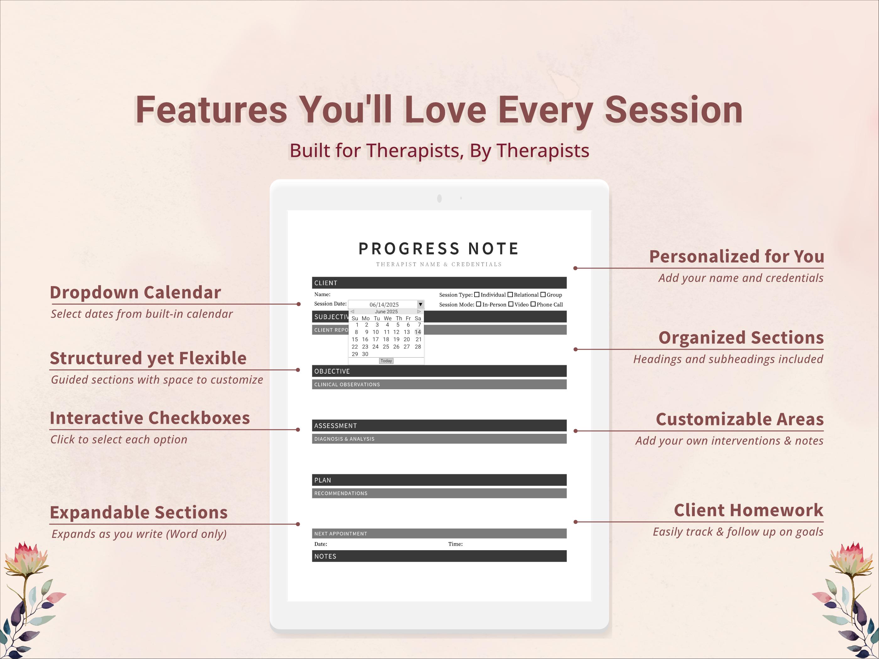 SOAP Progress Note Template for Therapists, Counselors, Psychologists ...