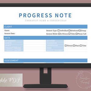Checklist DAP Progress Note Template for Therapists, Counselors ...