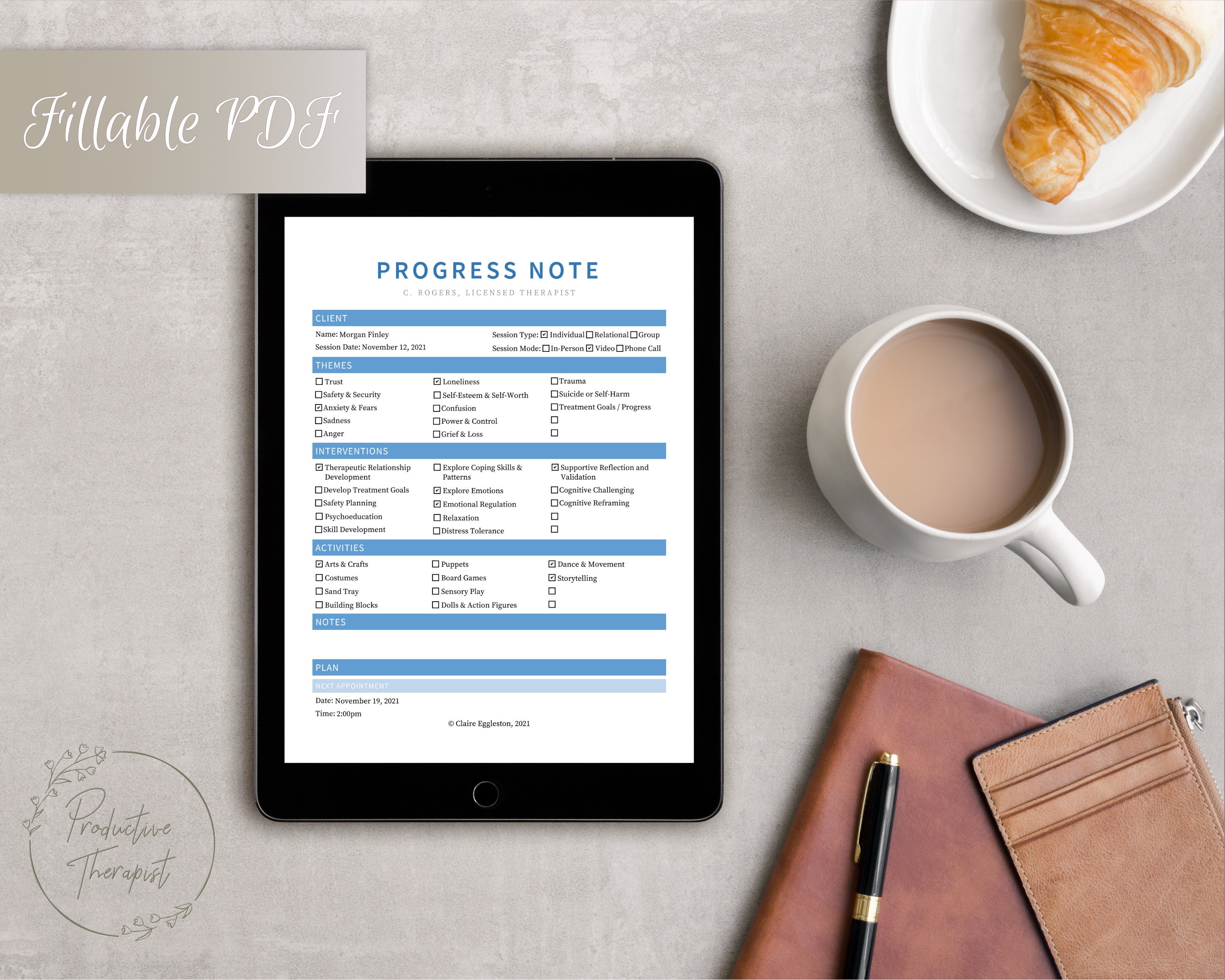 Play Therapy Progress Note Template for Therapists - Etsy