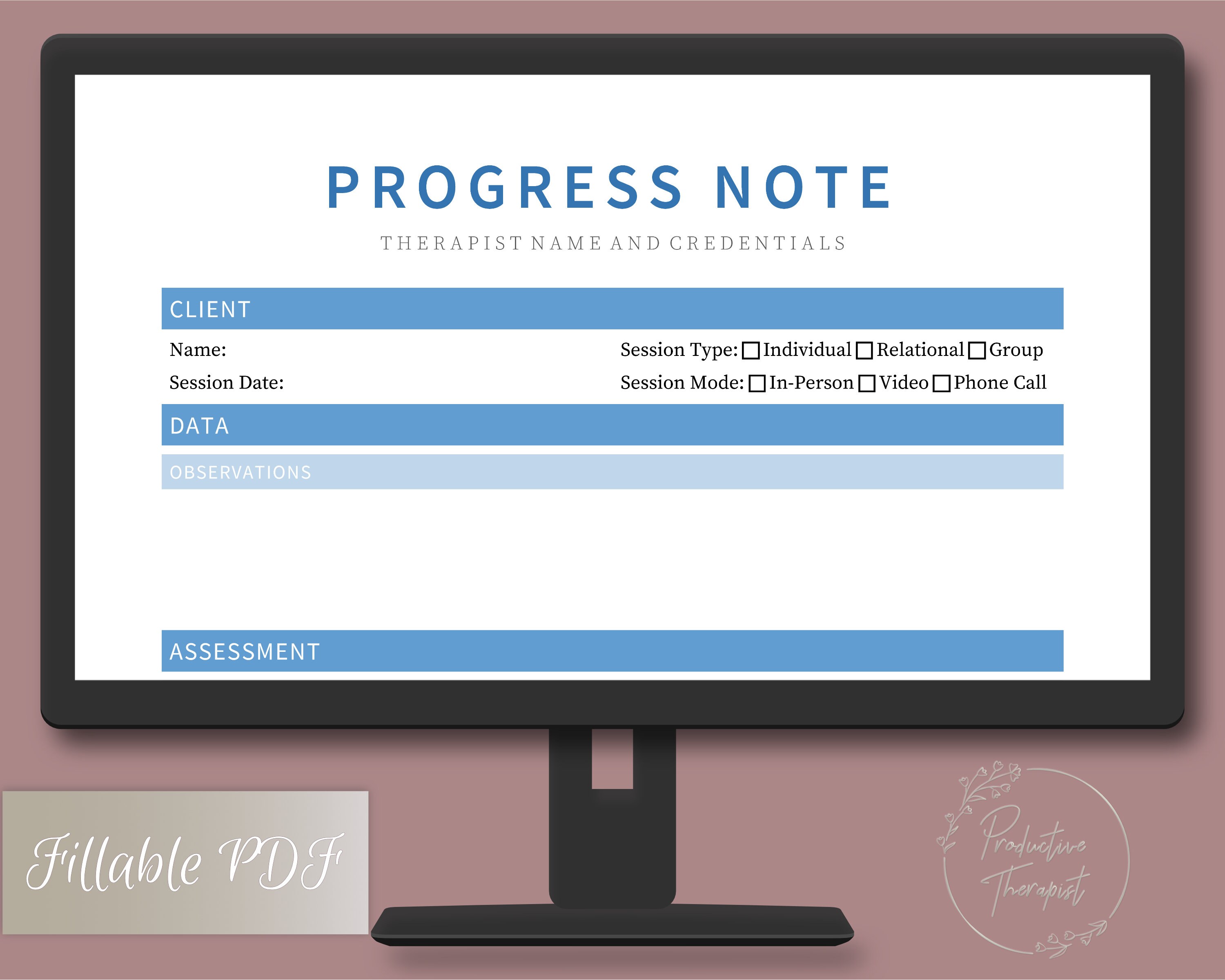 DAP Progress Note Template for Therapists, Counselors, Psychologists ...