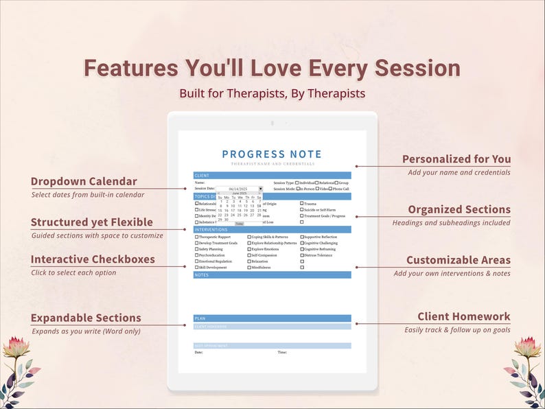 Simple Progress Note Template for Therapists, Counselors, Psychologists ...