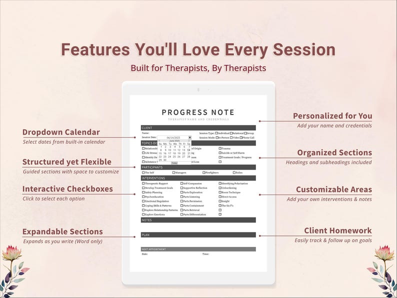 IFS Progress Note Template for Therapists, Counselors, Psychologists ...