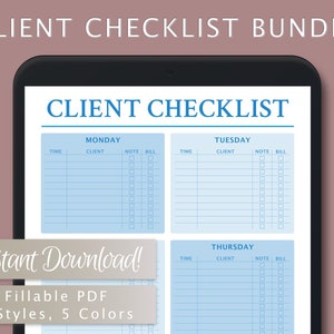Therapist Client Checklist Planner Template Bundle for Counselors, Psychologists, Social Workers, Mental Health | Fillable PDF | Printable