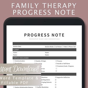 Family Therapy Progress Note Template for Therapists Etsy Family Therapy Progress Note Template for Therapists Etsy