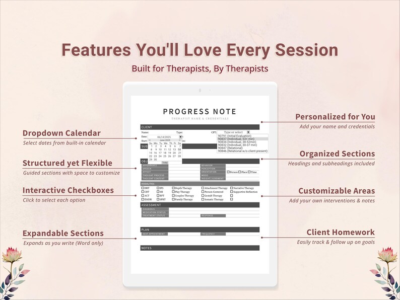 Detailed Progress Note Template for Therapists, Counselors ...