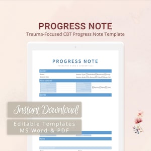 Narrative Progress Note Template for Therapists, Counselors, Psychologists, Social Workers | Fillable PDF | Word Template