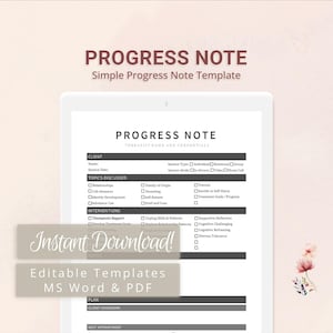 psychotherapy progress notes template therapist notes fillable PDF digital download, counseling session client progress tracker, clinical