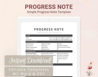 psychotherapy progress notes template therapist notes fillable PDF digital download, counseling session client progress tracker, clinical