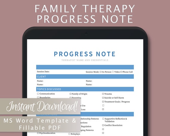 Family Therapy Progress Note Template for Therapists Etsy Family Therapy Progress Note Template for Therapists Etsy