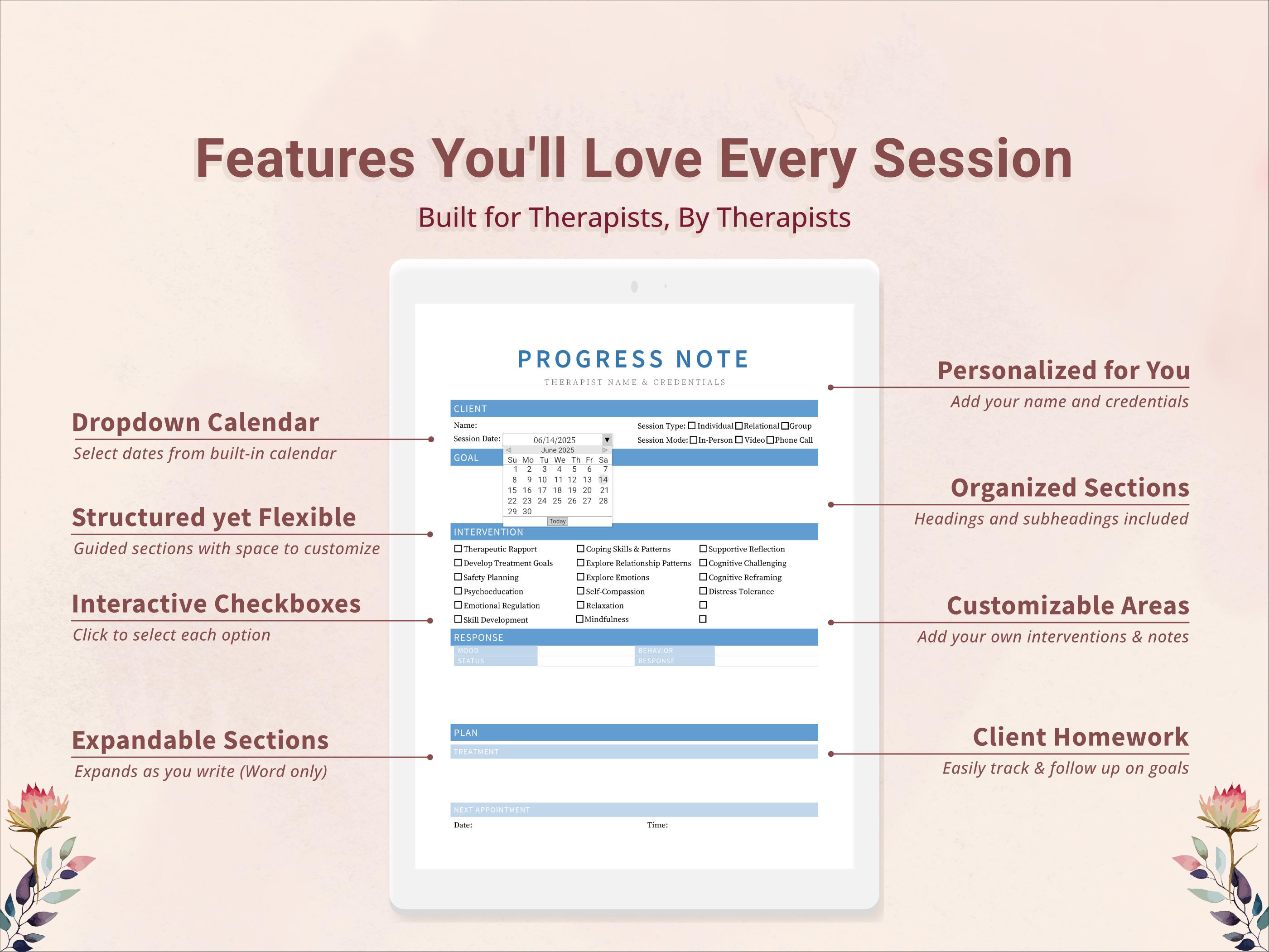GIRP Progress Note Template for Therapists, Counselors, Psychologists ...