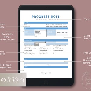 Checklist DAP Progress Note Template for Therapists, Counselors ...