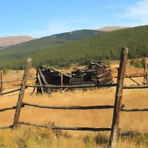 Abandoned Ranch House - Mountain Landscape Photo on Canvas - Photo Processed into a Painting - 0244p
