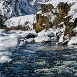 Mountain River Landscape Art | Winter Mountain River Landscape Print | Mountain Landscape Photo - 0206