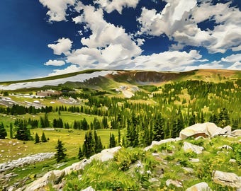 Gemälde vom Foto - Berglandschaft Kunstwerk | Berglandschaft Leinwand | Malerische Landschaft Kunstdruck – 0228p