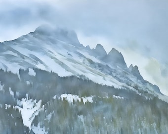 Blizzard Mountain Print - Winter Wilderness Landscape Wall Art, Snowy Peaks Nature Photography, Winter Wilderness Wall Art  - 0222p