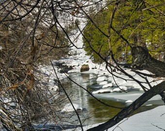 Winter Mountain River Canvas Print | Mountain River Art Print | Mountain Landscape Artwork - 0204